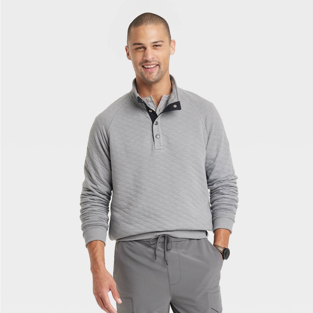 Nwt Mens Quilted Snap Pullover Sweatshirt By Goodfellow  Co